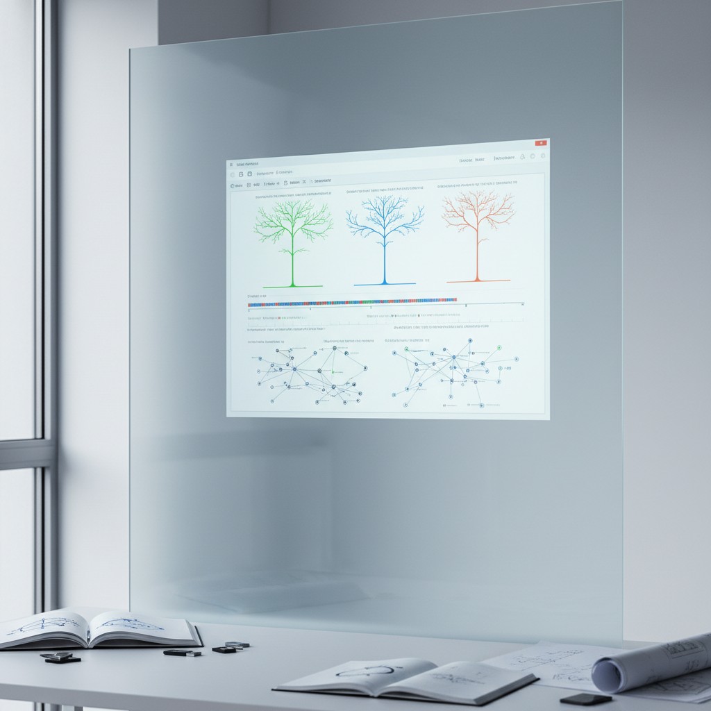 Desktop with a smart window, displaying a web page and some books.